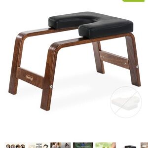 Feet Up Wood and Black Yoga Headstand Bench